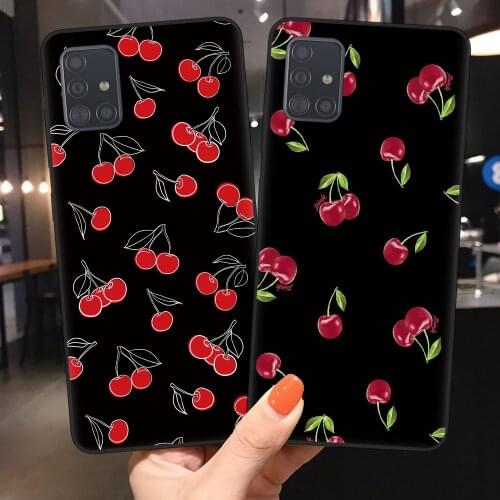 Black Red Cherry Phone Case Cover For Samsung A51 A71 A21S A12 A11 A31 A41 A10 A20 A30 A40 A50 A70 S8 S9 S10 S20 S21 Plus Ultra