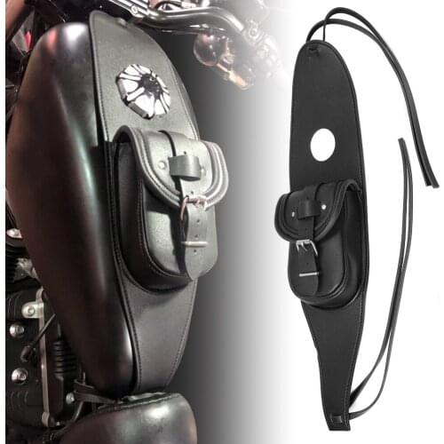 Black Motorcycle Gas Fuel Tank Dash Console Center Pouch Bag PU Leather for Harley Sportster XL 883 1200 Models