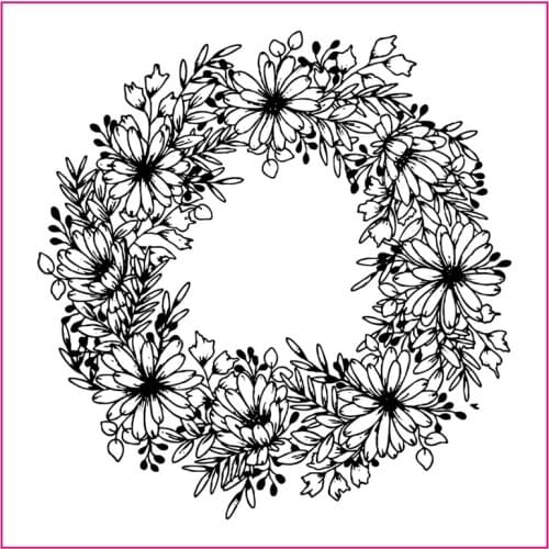 Flower Wreath Ring Pattern Silicone Stamp Rubber Seal Transparent Clear For Scrapbook Album Embossing Decor DIY Crafts 10