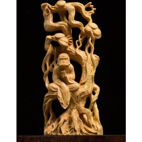 17CM Buddha sitting Song Damour Wood carving living room home decoration ornaments handicrafts characters worship