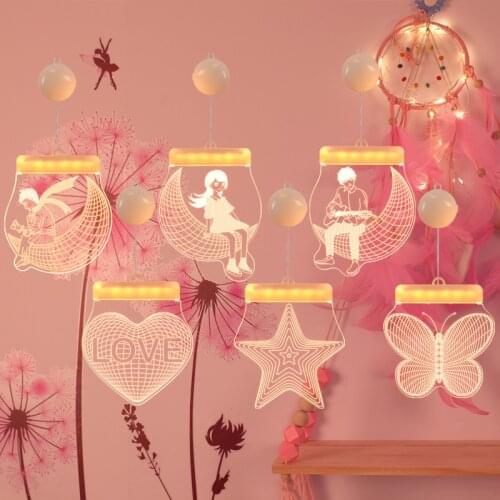 Fairy Lights 3D Creative Suction Cup Hanging Light Window Wall Decor Holiday Christmas Decoration for Home Led String Lights