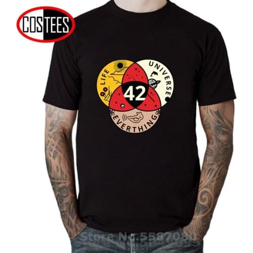 Angel Number Life Universe The answer to everything 42 T shirts men don't panic sci-fi 42 Hitchhiker Guide To The Galaxy T-shirt