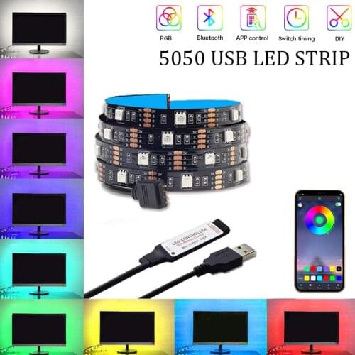 LED Strip Lights Flexible USB Bluetooth Controller Ribbon 5050 RGB luz Led DC5v For Room Decor TV BackLight Bedroom Night Light