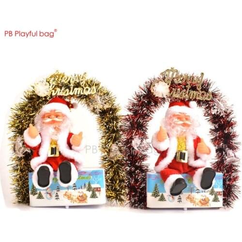 Playful bag Christmas Colorful lighting Santa Music action figure Santa New Year ornament Children toy Merry Christmas AA22