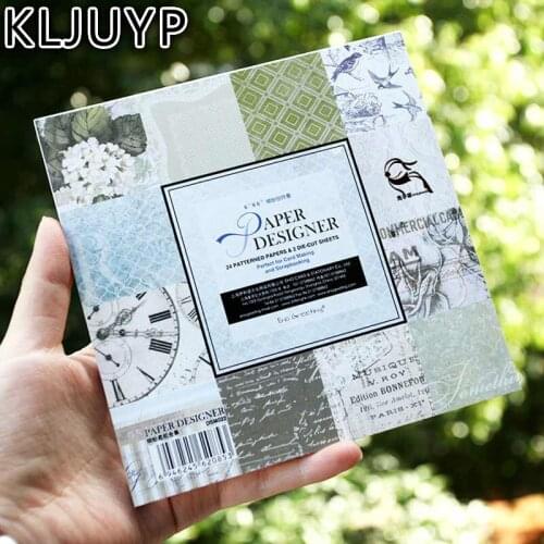 KLJUYP 6'Single-side Printed Clock Flower Pattern Decorative Scrapbooking paper set of 24sheets printed background craft paper