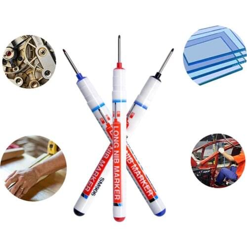 3 Pcs 3 color 20mm Deep Drill Hole Long Nib Water Resistant Marker Pens Multifunction Black Blue Red Home Decoration