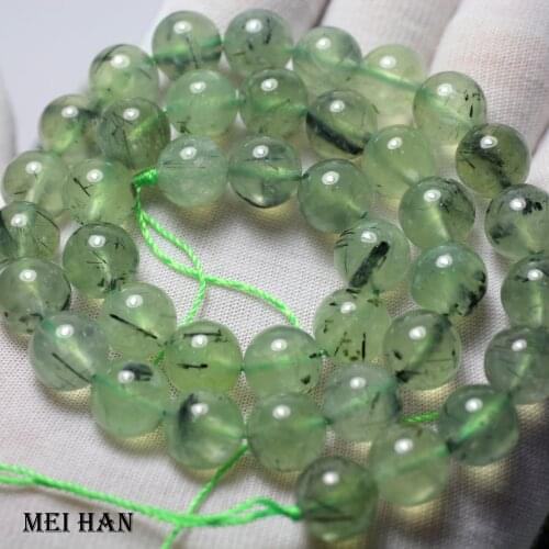 Meihan Free shipping (1 strand/set) 9.5-10mm natural Prehnite smooth round charm beads for jewelry diy making