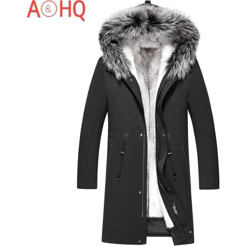 Winter Jacket Men Clothing Genuine Shearling Jackets 2021 Male Cross Mink Fur Coat Long Hooded Parka Veste Homme LXR890