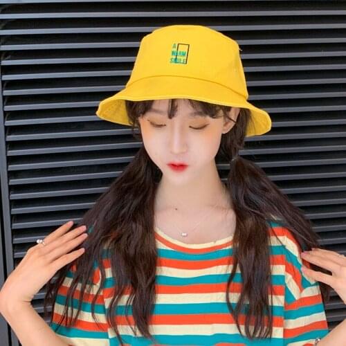 New Summer Bucket Hat Letter Embroidery Fishing Fisherman Hat Outdoor Hiking Joker Sun Protection Hat Men Unisex Panama Bob Cap