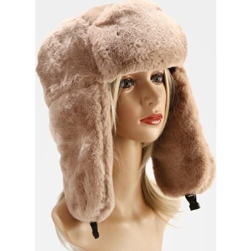 New Soild Color Simple Bucket Hat Imitation Rabbit Fur Lei Feng Hat Men Women Winter Outing Warm Ear Protection Hat Cold Ski Hat