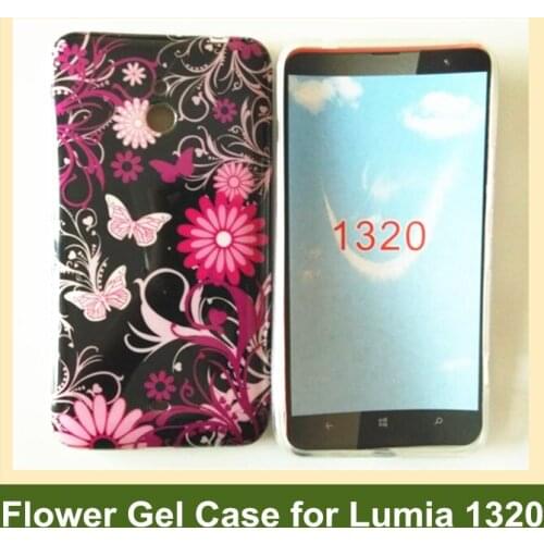 OEEKOI Love Garden Butterfly Flower Totem Print Soft TPU Gel Cover Case for Nokia Lumia 1320 Free Shipping