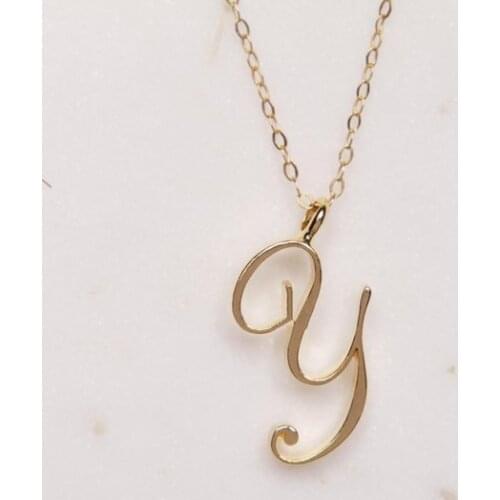 Initial Y Letter Necklace Jewelry Minimalists Tiny Luxury Letters Alphabet Cursive Y Name Necklace for Engagement Gifts