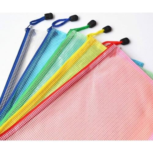 10Pcs Random Colors A4 Plastic Bag File Folder Document Filing Bag Stationery Bag School Office Supplies