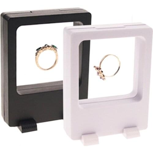 3D Floating Jewelry Display Stand Ring Pendant Holder Protect Jewelry Stone Presentation Case Box With Chain Holder Inside