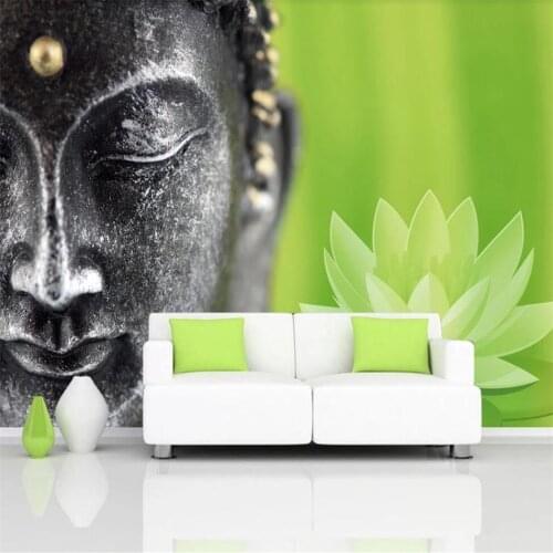 Custom 3D Wallpaper Mural Buddha Statue Zen Lotus Background Wall Decoration Painting Living Room Bedroom Wallpaper Mural