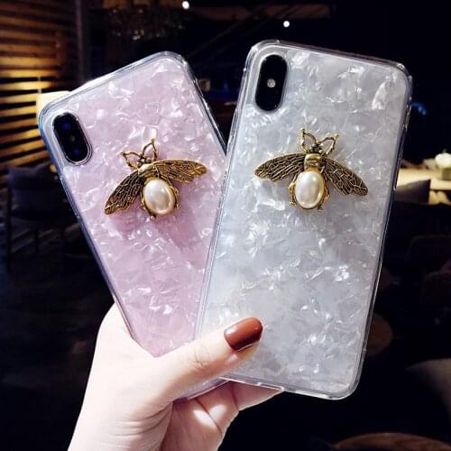 Luxury Fashion Pearl bee shell veins Marble Phone Case For iPhone 12 mini 11 Pro X XR Xs Max For iPhone 8 7 6S Plus SE2020 Cover