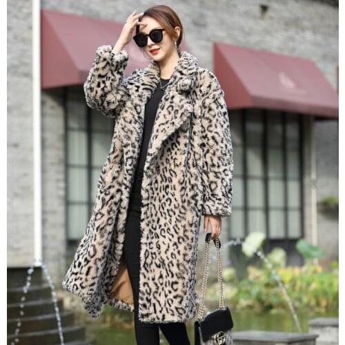Fur Coat Women Winter Super Warm 100% Wool Outwear Teddy Bear Icon Coat rf0166