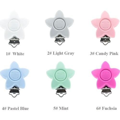 3 PCS Smile Shape Baby Pacifer Clips Perle Silicone Teether Clip DIY Baby Dummy Chain Nipple Holder Rodent Nursing Teething