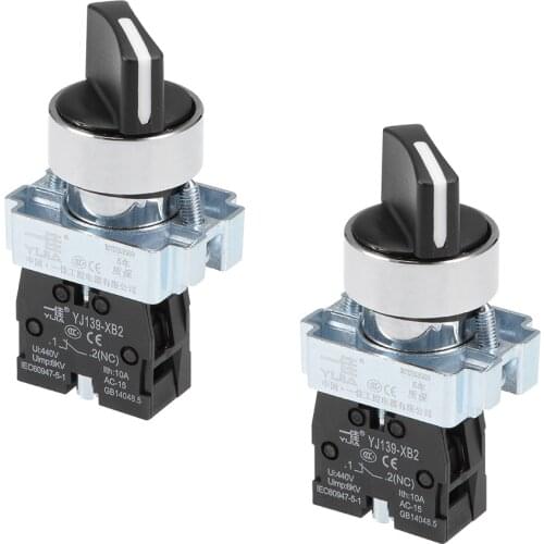 Uxcell 2pc Rotary Selector Switch 3 Positions 1NC Self-Lock Latching AC 380V 10A 22mm Panel Mount for electromagnetic starte