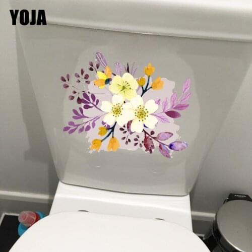 YOJA 22.5*17.3CM Beautiful Flowers Home Decoration Wall Decals Bathroom Toilet Sticker T1-0374
