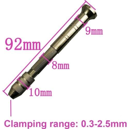 Hot 1Pc 0.3-2.5mm Mini Twsit Micro Aluminum Hand Drill Jewel Manual Hand Drill Chuck Woodworking Rotary Tool
