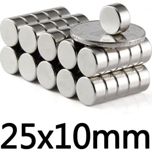 1/2/3/5/10PCS 25x10 mm Strong Cylinder Rare Earth Magnet 25mmX10mm Round Neodymium Magnets 25x10mm N35 Disc Magnet 25*10 mm