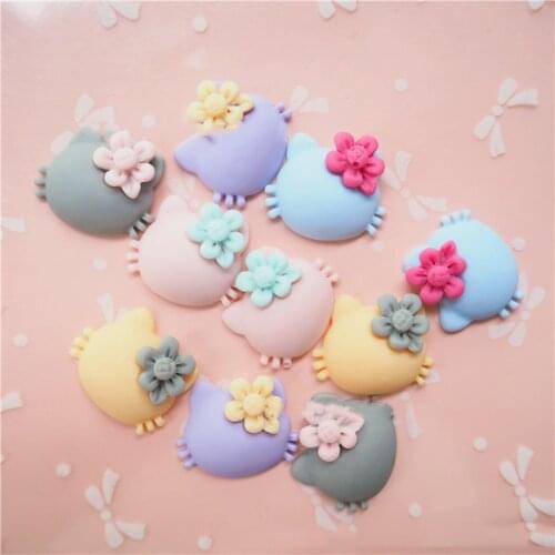 22mm 10pcs Imitation Fabric Cat Head Flower Diy Mobile Phone Shell Beauty Material Childrens Headwear Accessories