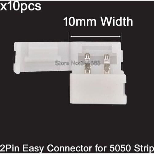 10pcs/lot 2 PIN 2Pin 10mm PCB Strip-to-Strip Solderless FPC Snap Down Connector Adaptor For LED 5050 Single Color LED Strips