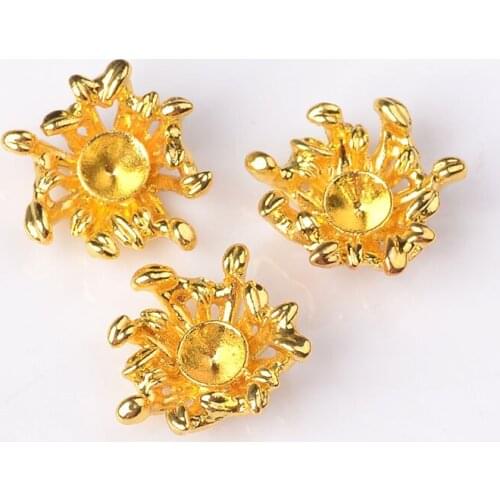 20pcs 13*14mm Fashion Metal Alloy 18K Gold Flowers Bead Cap Connectors Charm DIY Jewelry Findings