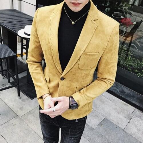 2020 Suede Jacket Blazer 6 Colors Casual Blazer Hombre Casual Blazer Masculino Solid One Button Jacket Army Silver Blazer 4xl