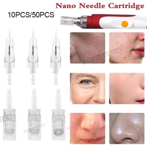 50pcs Bayonet Tattoo Needle Connector Microneedles Cartridge 9/12/36/42Pin Nano Microneedles Tip for MYM Mesotherapy MTS