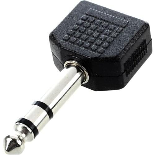 6.35mm Male Plug to Dual 3.5mm Stereo Jack Female Socket Splitter Connector