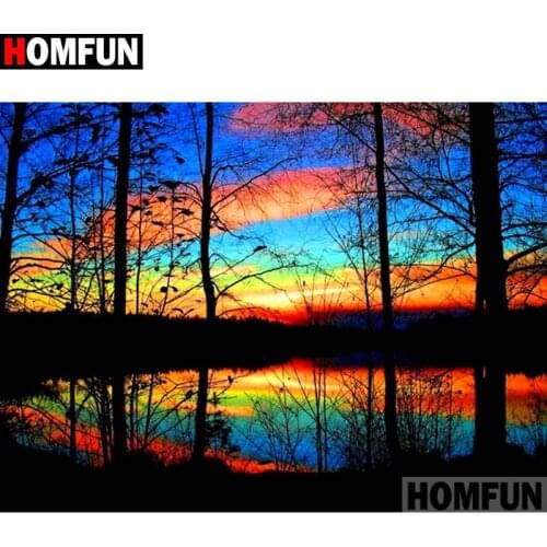 HOMFUN Full Square/Round Drill 5D DIY Diamond Painting "Sunset scenery" Embroidery Cross Stitch 5D Home Decor A09256