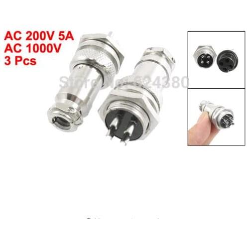 Aviation Plug Socket Circular Connector 4-Pin 4P 16mm Male Female Panel Mount for Audio CNC Stepper Motor x 3 Pcs / Lot Discount