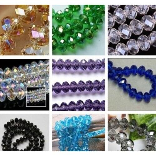 D34g 4MM 6MM 8MM 10MM multicolor Mixed Glass Beads Faceted Rondelle oval Bead spacer hot DIY jewelry making crystal