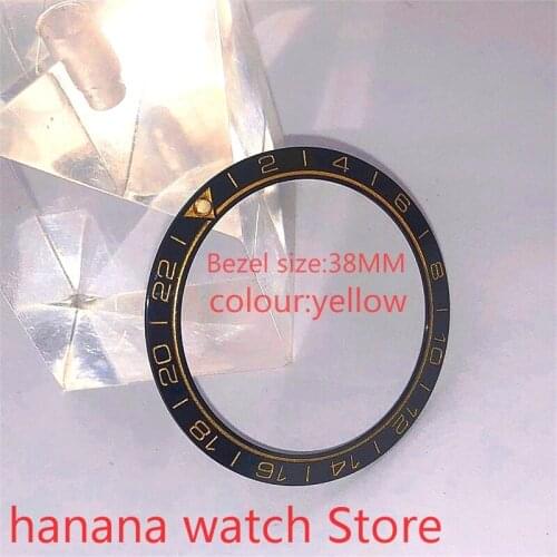 BLIGER brand new high quality 38mm yellow rotating glass digital bezel, suitable for 40mm self-winding mens watches