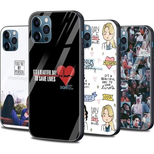 Phone case For iphone 12 11 pro max SE 12 mini xs max xR X 8 7 6S Plus Bumper glass Fundas caso smartphone Greys Anatomy