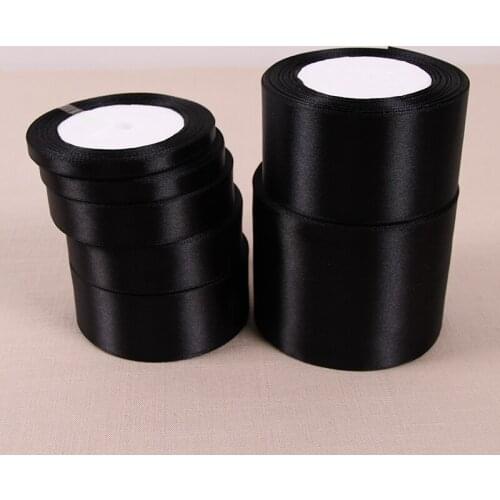 Black Silk Satin Ribbon with gold Wedding Party Decoration Gift Wrapping Christmas New Year Apparel Sewing & Fabric gift Ribbon