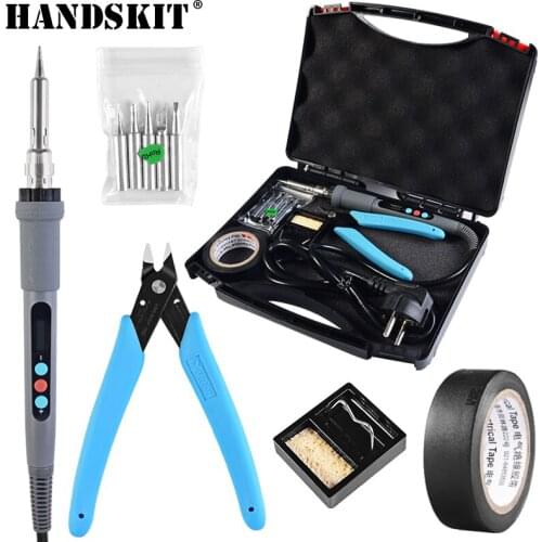 90W 110V/220V Digital Electric Soldering Iron Gun Adjustable Temperature With 5Pcs Solder Tips Welding Tool Kit