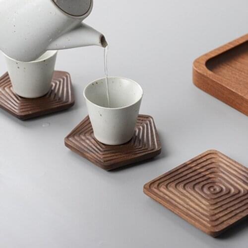 Wooden Cup Mat Durable Heat Resistant Drink Hot Water Mug Pad Non-Slip Insulation Coffee Mat Home Kitchen Supplies