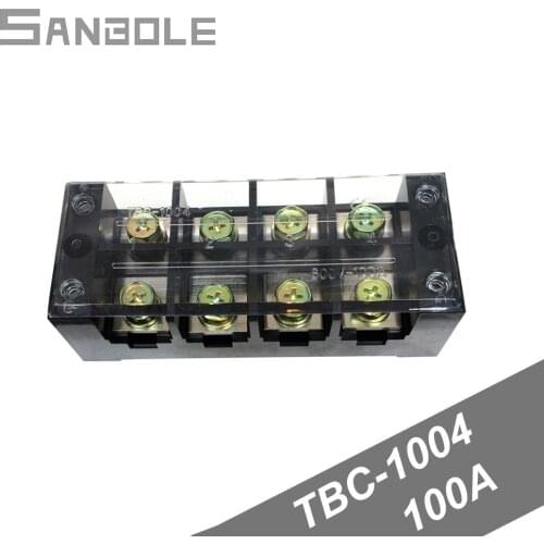 Terminal Block TBC-1004/TB-1004 Fixed Type 100A 600V 4 Position 0.5-25mm2 Connection Electrical Copper