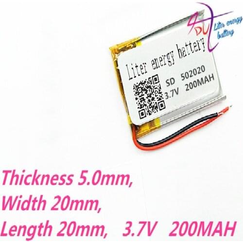 Liter energy battery 3.7V 200mAH 502020 PLIB polymer lithium ion / Li-ion battery for GPS mp3 mp4 mp5 dvd