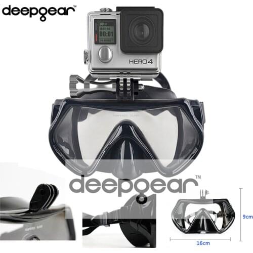 Deepgear Camera mount scuba diving mask Tempered glass profession snorkel mask Top underwater sport scuba gear and equipments