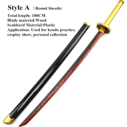 Demon Slayer Wooden Sword Weapons Devils Blade Role Playing Katana Tsugikuni Yoriichi Cosplay Sword Props Toys for Adult Kids