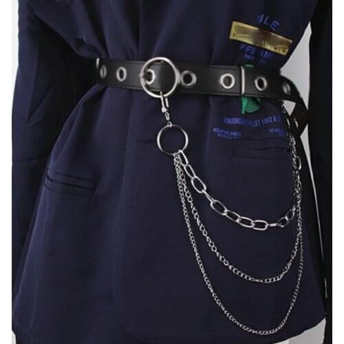 Punk Hip Hop Metal Pants Waist Belt Chain Men Women Key Chain Big Ring Keychain Jeans Fashion Decoration Jewelry Gift