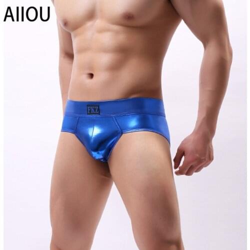AIIOU Mens Sexy Low Waist Underwear Briefs Gay Underpants Mens Panties Mens Nylon Bikini Underwear Nightclub Bar Stage Wear