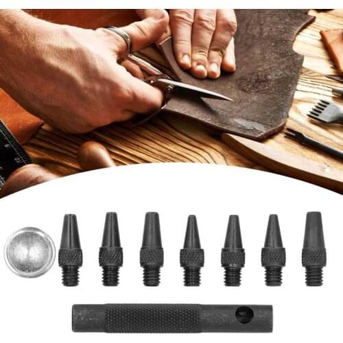 Hole Punch Set for Changeable Head Round Leather Belt Craft DIY Tool Combination Steel 2-5mm