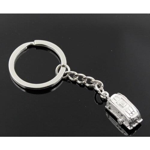 New Fashion Men 30mm Keychain DIY Metal Holder Chain Vintage Shuttle Trailer Touring 26x7x6mm Silver Color Pendant Gift