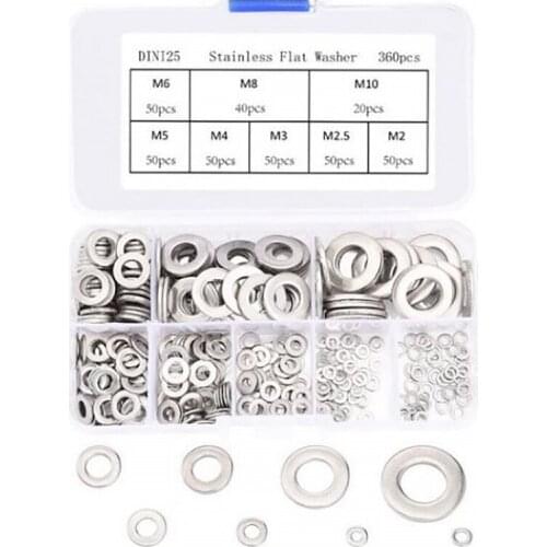 304 stainless steel flat washer seal ring spacer suit screw meson metal gasket suit M2 M2.5 M3 M4 M5 M6 M8 M10 combination suit