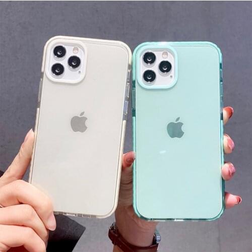 Shockproof Bumper Transparent Phone Case For iPhone 11 Pro Max 12 Mini X XS XR 7 8 Plus SE 2020 Soft Silicone Protection Cover